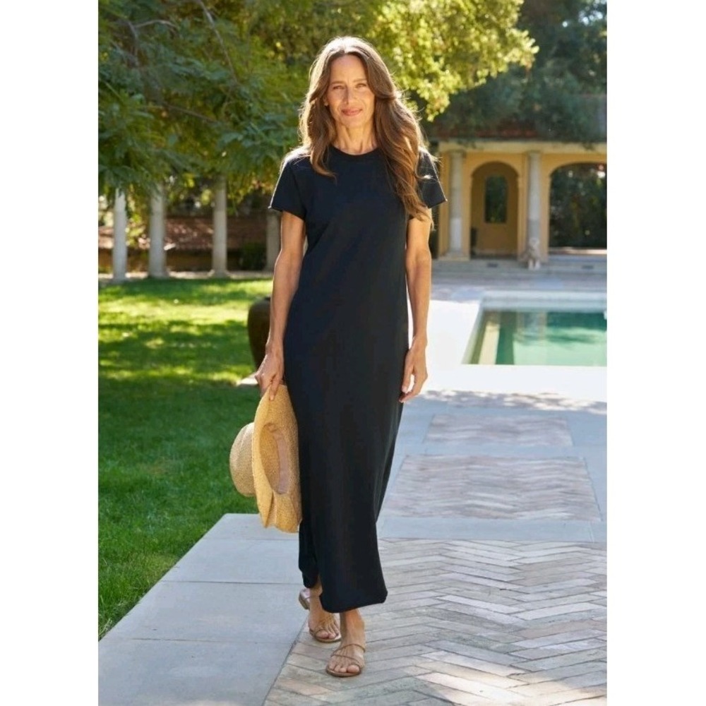 Frank And Eileen Harper Perfect Tee Maxi Dress Black Sz Small Luxury Designer - Picture 16 of 16